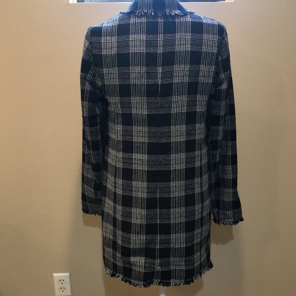 Carolina Belle Montreal Open Front Plaid Blazer Double Button Jacket w/Fringe-M - Picture 3 of 10